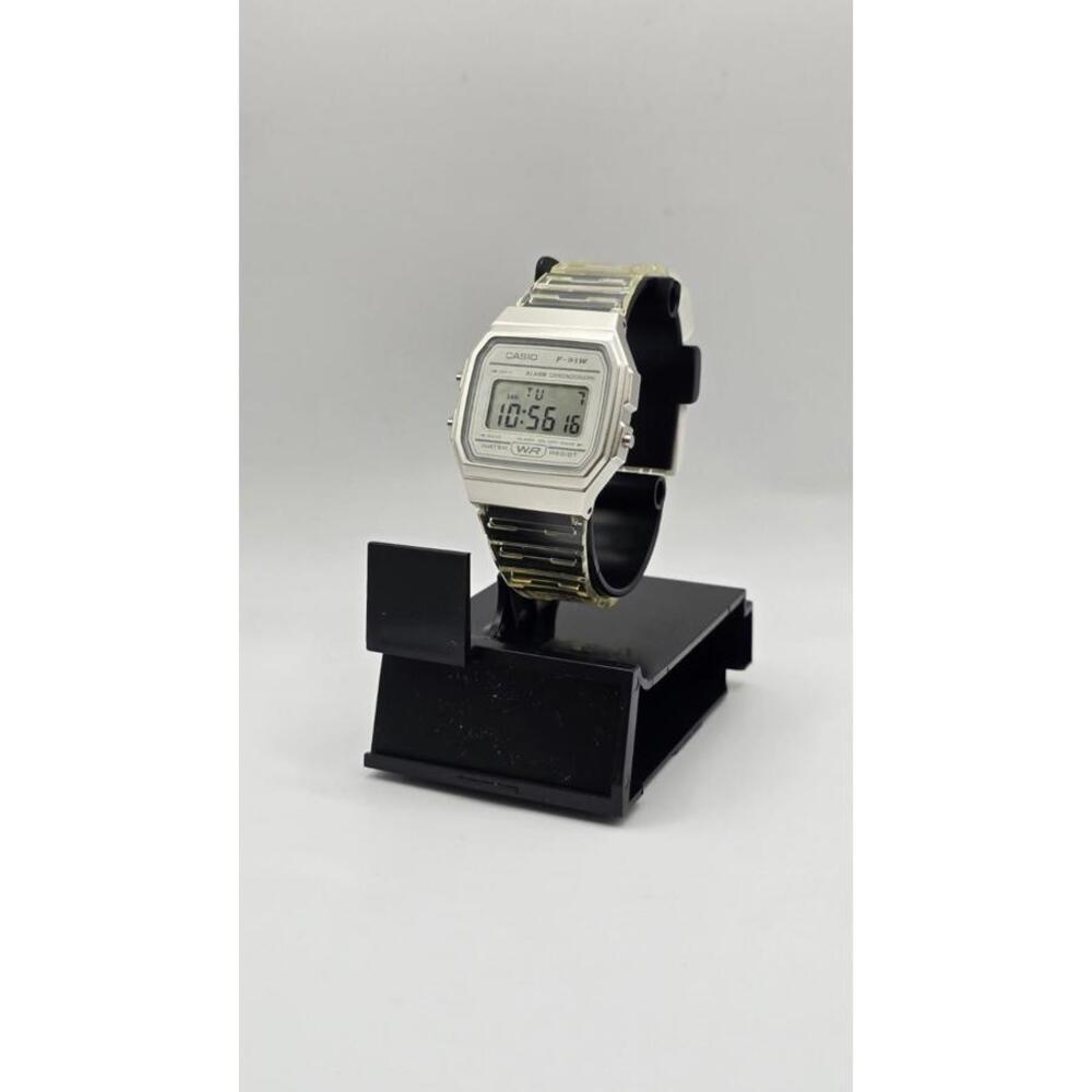 Casio F91WS-7, 7 Year Battery Chronograph Watch, Clear Silicone Strap, Alarm